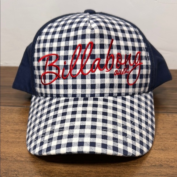 Billabong Australia Blue and White checkered snap back Hat Classic Style - Picture 1 of 11